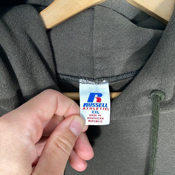 Vintage Russell Athletic Boxy Fit Pullover Hoodie Olive Brown men's size XXL - Picture 4 of 6